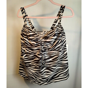 Pure Paradise Bra Sized Zebra Print Twisted Tankini Swimsuit Top 18WD-Cup - Plus